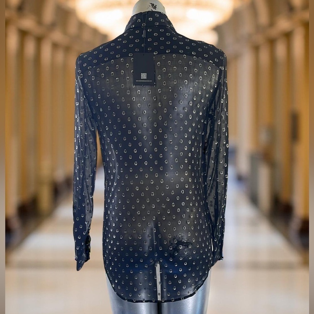 Robert Rodriguez Black Sheer Polka Dot Blouse Size 2 NWT - Picture 6 of 6